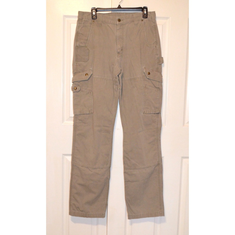 Carhartt Tan Carpenter Canvas Pants Size Tag Missing Waist 33" Inseam 34.5"